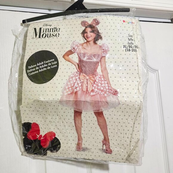 Minnie Mouse Rose Gold Adult Plus Costume Dress Ears Polka Dot Disney Disguise - Picture 1 of 9